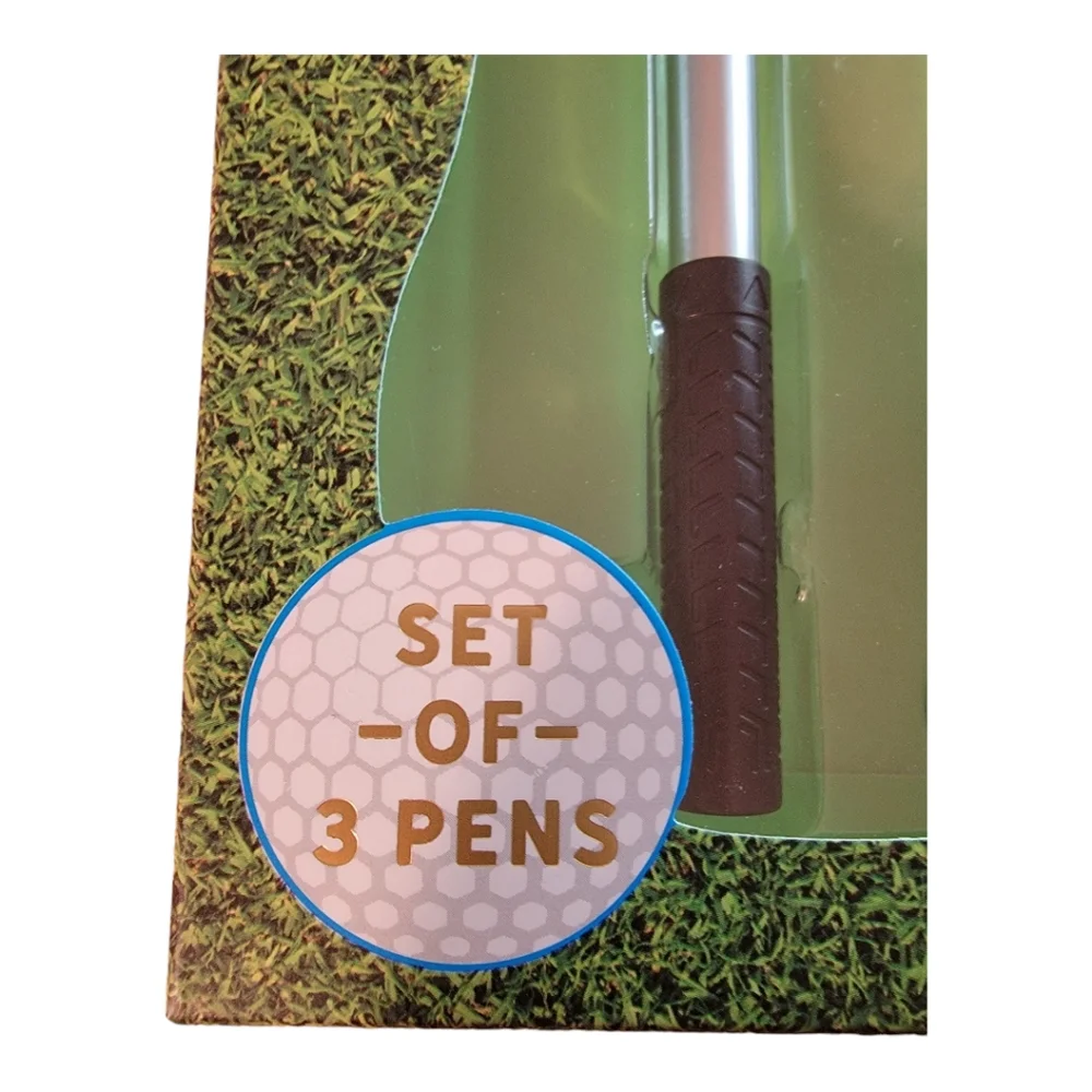 Hole In One Golf Club Pen Set Mens OS Silver New‎ 3-Piece Novelty Desk Accessory